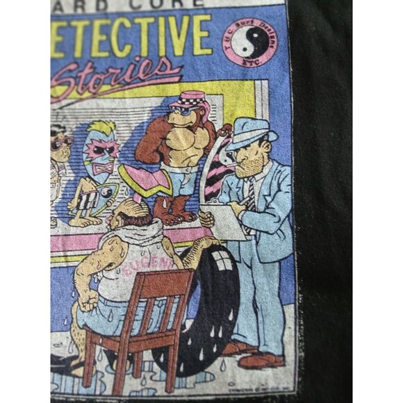 Vintage Alstyle Hard Core Detective Stories Graphic T Shirt Black Mens 2XL T C - Picture 10 of 16